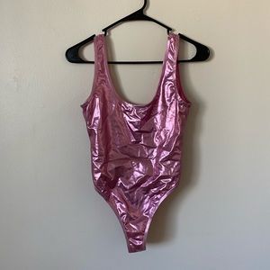 Hot Pink Metallic Swimsuit/bodysuit
